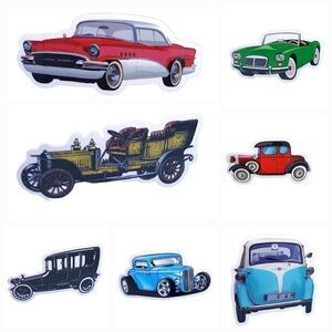 Classic Cars Decals Antique Roadsters Stickers Vintage Coupe Motor Variety Pack